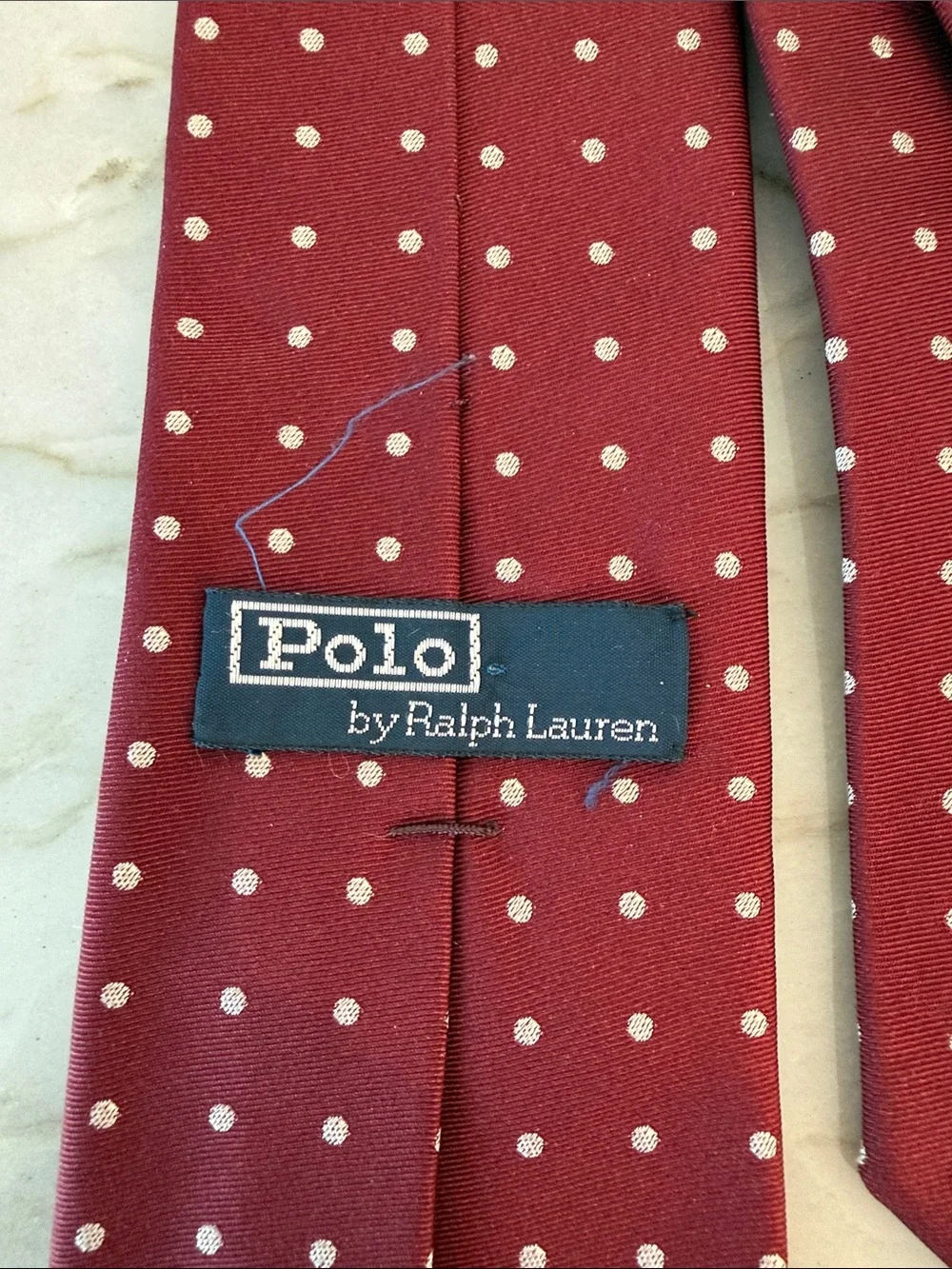 Polo Ralph Lauren Burgundy Silk Tie with White Polka Dots